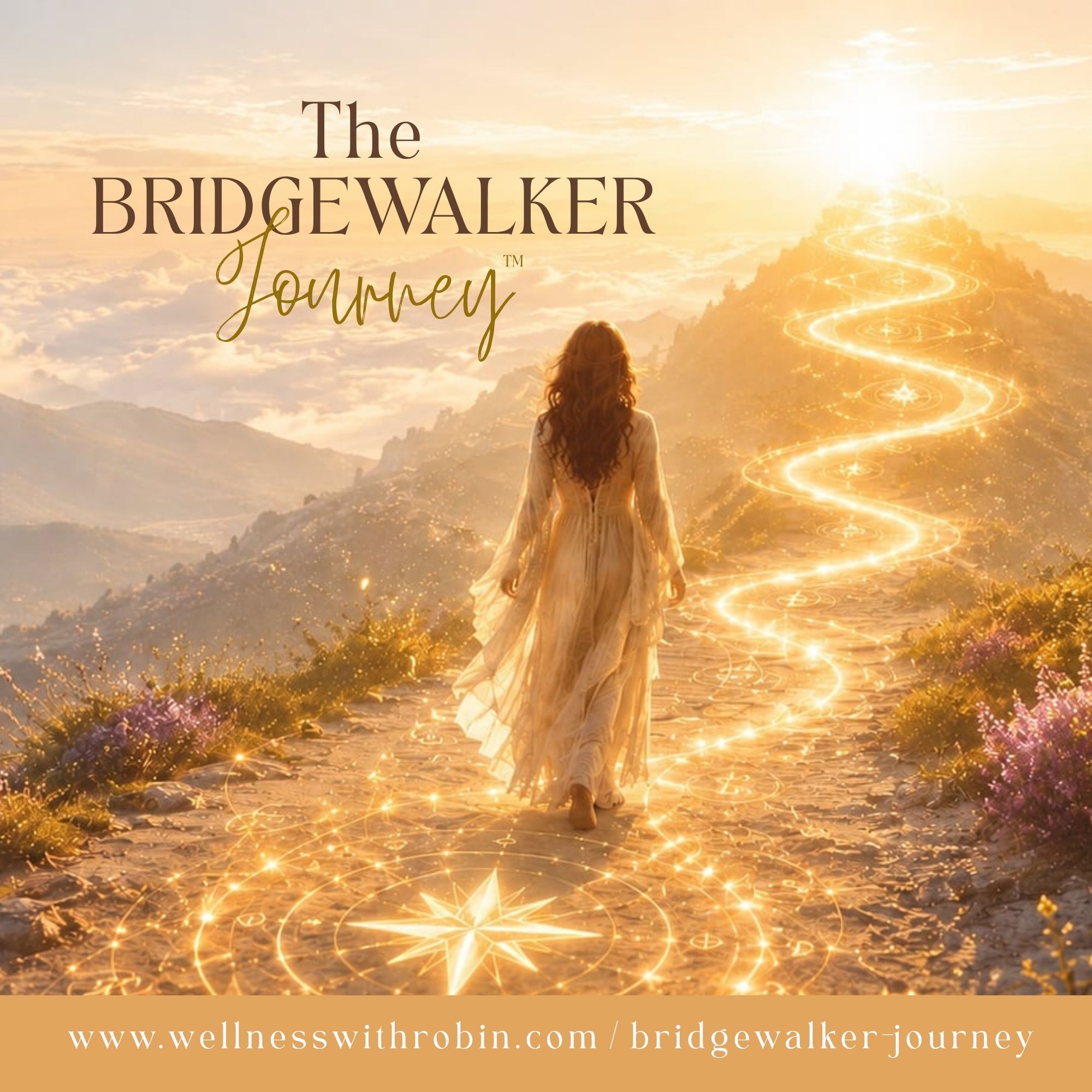 The Bridgewalker Journey - image of woman walking a path of shining light